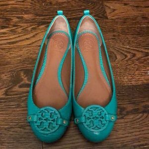 Tory Burch mini Miller flats green